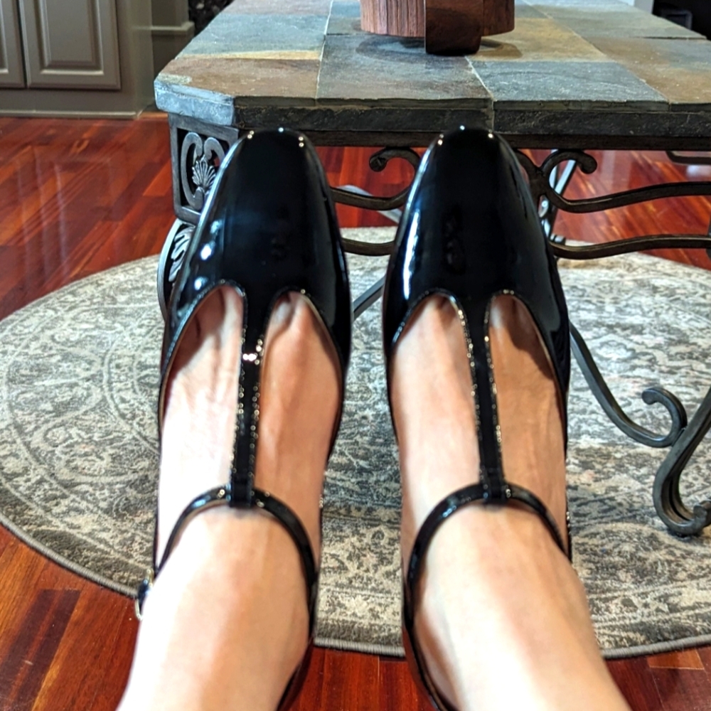 J. Crew Black Patent Leather T-Strap Millie Pump, 7M, NEW!